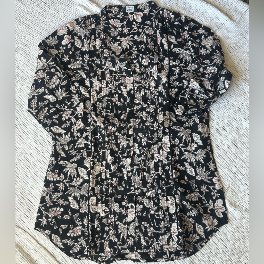 Black Patterned Kurta